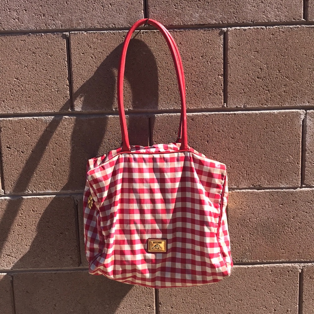 Rare Vintage Moschino Red Gingham Shoulder Bag